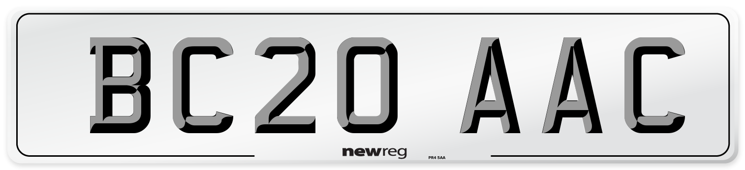 BC20 AAC Number Plate from New Reg
